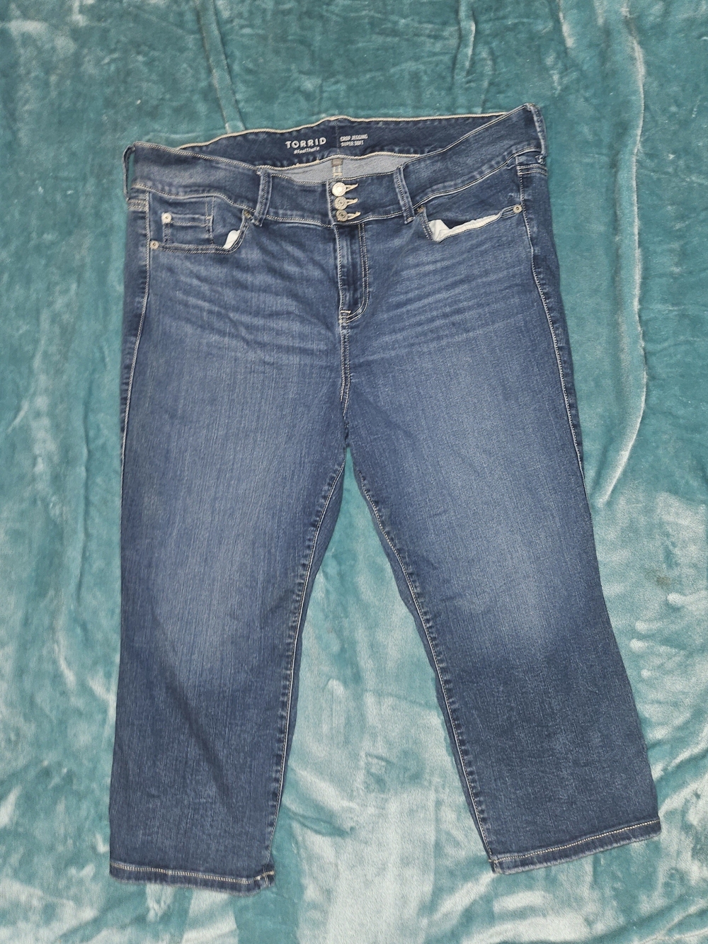 torrid Dark Blue Cropped Jeans - Triple Button Waist